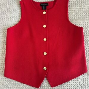 Rachel Zoe Red Sleeveless Blouse with Gold Buttons